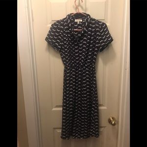 Monteau weiner dog pattern- with collar,  button down dress small